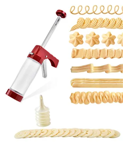 CHSEEO Gebäckpresse - Einhand-Garnierspritze für Kekse und Plätzchen - Multifunktionale Gebäckspritze mit ergonomischem Easy-Grip-Trigger, ideal für präzise Dosierung und kreative Backideen in verschiedenen Formen.