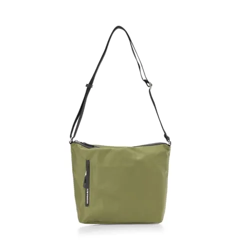 Mandarina Duck HUNTER CROSSOVER Damen Umhängetasche - Militär-grüne Umhängetasche aus glänzendem Nylon mit Kunstlederdetails, funktional und leicht mit mehreren Innen- und Außentaschen für optimale Organisation.