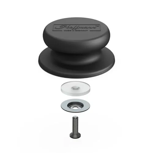 Hoffmann Ersatz Deckelknauf Universal – Topfdeckelgriff mit Silikonunterlegscheibe, backofentauglich bis 240 °C, Made in Germany, Topfdeckelknopf, Deckelknopf, Ersatzknöpfe, Griff (1)
