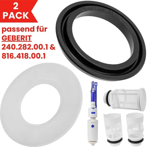 Bassin Heberglocke Dichtung Set für Geberit UP Spülkasten - WC-Teile & -Aufsätze, 2-teiliges Dichtung Set aus Silikon und EPDM, ideal für den Austausch in Geberit Spülkästen, sorgt für zuverlässige Abdichtung und vermeidet Wasserschäden.