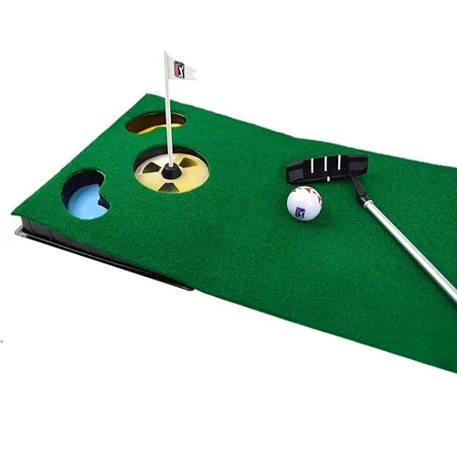 PGA TOUR Indoor Putting Set – Putting Matte mit Putter - Puttingmatte 6ft. für Zuhause oder Büro, inklusive Guide-Ball und klappbarem Putter für perfektes Putten im Innenbereich.