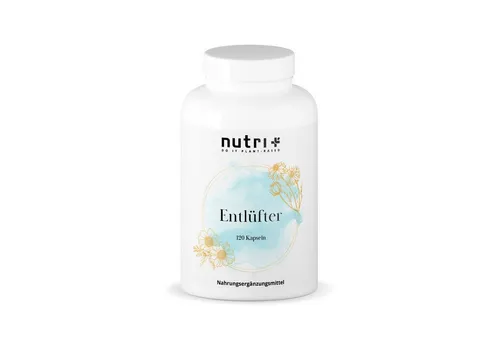 Nutri + Entlüfter 120 Kapseln - Effektive Unterstützung bei Völlegefühl - Pflanzliches Nahrungsergänzungsmittel zur Unterstützung der Verdauung mit hochwertigen Inhaltsstoffen. Vegan, zuckerfrei und in Deutschland unter höchsten Qualitätsstandards hergestellt.