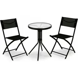Gartenmöbel Set Tadar Patio: Runder Tisch 50cm & 2 Klappstühle
