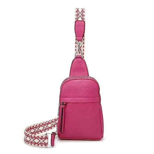 OBC Damen Bodybag Sling Tasche Rucksack Gürteltasche Crossbag Crossover Schultertasche Crossbody Brusttasche Umhängetasche Pink V2