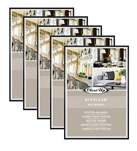 Close Up Posterrahmen-Set 5 STK. 61x91,5 cm schwarz - Wechselrahmen für Maxi Poster, Qualitäts-Bilderrahmen, bruchsichere PVC-Scheibe