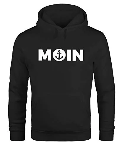 MoonWorks Hoodie Herren Moin Herz mit Anker Kapuzen-Pullover schwarz XL