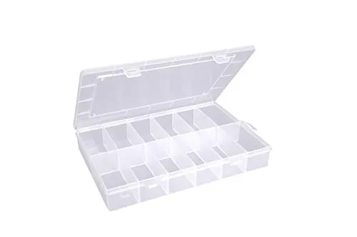 hünersdorff Sortimentskasten PP-Eco mit 12 Fächern | stabile Sortierbox für Schrauben und andere Kleinteile | feste Facheinteilung | 23,3 x 33,9 x 5,8 cm, transparent