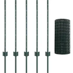 vidaXL Zaun mit Pfosten Grün 0.8 x 10 m Stahl - Gartenzäune aus robustem Stahl, wetterbeständig und ideal für stilvolle Begrenzungen in Gärten und Terrassen. Perfekt für Sicherheit und Ästhetik.