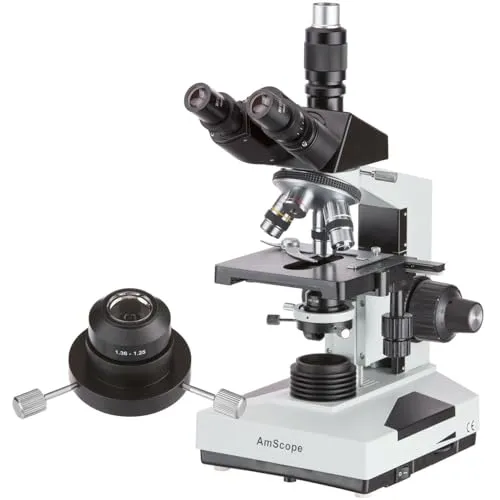 AmScope T490B-DKO Trinokulares Dunkles Feld Verbundmikroskop mit Ölkondensator, 40X-2000X, 12
