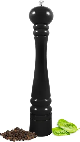 Pfeffermühle 32cm Hochglanz Schwarz - Elegante Pfeffermühle aus Buchenholz mit Edelstahlmahlwerk. Ideal für die einfache und präzise Gewürzverarbeitung. Perfekt für jede Küche!