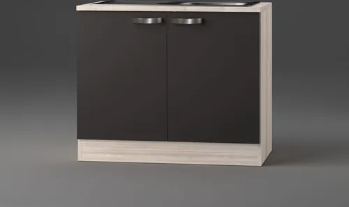 Küchen Spülenunterschrank mit Arbeitsplatte und Einbauspüle Faro SAPL106-9 in anthrazit 100 cm breit