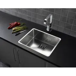 Reginox Texas Flächenbündige Spüle 50x40 mit Armaturenbank - Edelstahl Spüle 50x40 cm, ideal für ab 60 cm Schrankbreite, mit modernem Design und langlebigem 18/10 Edelstahl für höchste Ansprüche in Ihrer Küche.