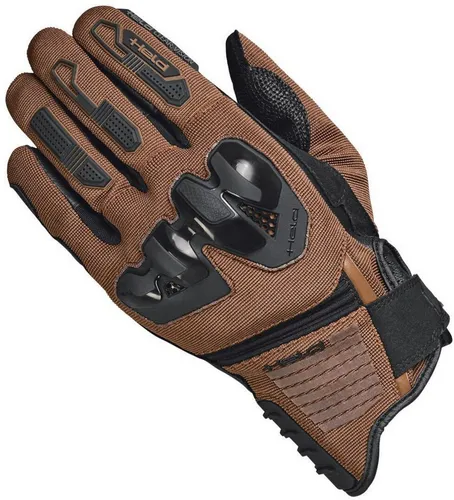 Held Sambia 2 Motorrad Handschuhe, schwarz-braun, Größe L für Männer - Motorradhandschuhe mit offenkantiger Spezialnaht und Klettverschluss, ideal für präzise Smartphone-Bedienung dank NUDUD-Technologie.