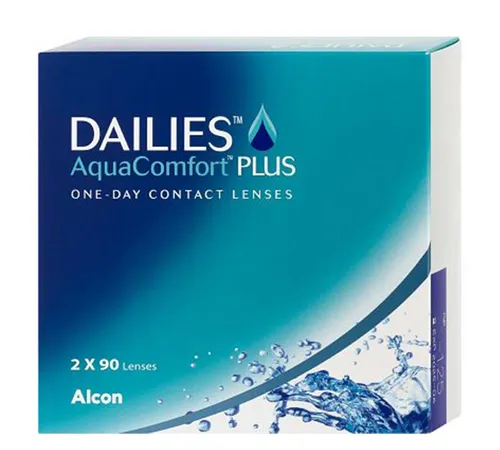 Alcon Focus DAILIES Aqua Comfort Plus, 180 Tageslinsen - Premium Kontaktlinsen für hohen Tragekomfort, ideal für Allergiker und empfindliche Augen, mit lidschlagaktivierter Feuchtigkeitsversorgung für ganztägige Frische.