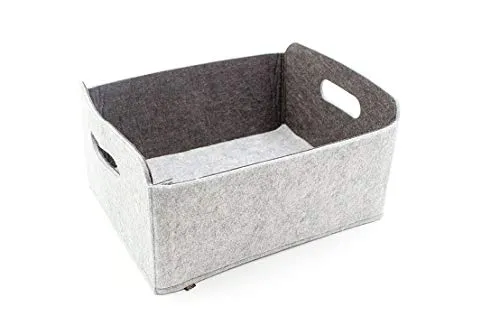 Hochwertiger, waschbarer Aufbewahrungskorb aus Filz graumeliert/dunkelgrau 30x24x15cm. Aufbewahrungskorb, Regalbox, Faltbox, Spielzeugkorb, Filzkorb