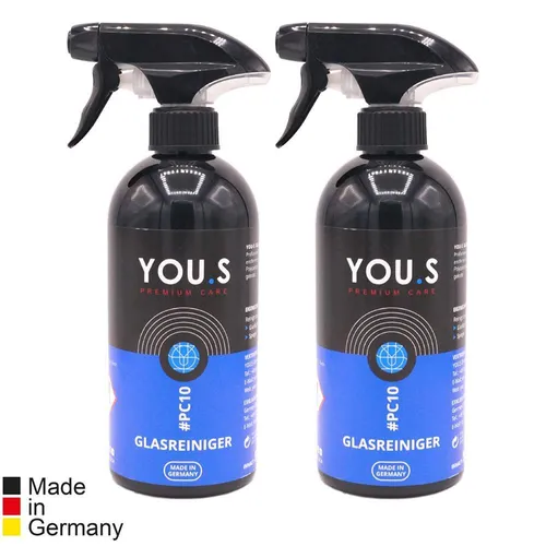 YOU.S Premium Care Glasreiniger Flächenreiniger Löst Fett & Nikotin - 2x 500 ml