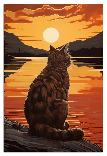 Wallario Wandfolie, Katzenstille im Sonnenuntergang, in verschiedenen Ausführungen