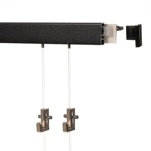 SOFT-RAIL® Bilderschienen Set COMFORT (M) - Schwarz Feinstruktur - Vielseitiges Bilderschienenkomplettsystem aus Aluminium in ansprechendem Schwarz. Inklusive Montagematerial und Mini-Magic Bilderhaken für eine Tragkraft von bis zu 10 kg. Ideal für kreative Wandgestaltungen.