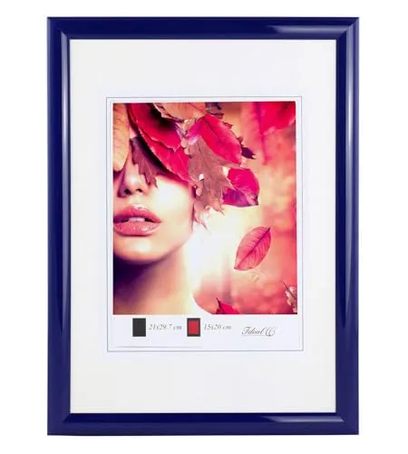 IDEAL TREND Moderner Bilderrahmen mit echtem Glas für wertvolle Erinnerungen Bilder Foto Rahmen mit abgerundetem Profil: Farbe: Blau | Format: 30x45