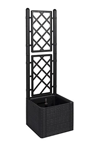 Kreher Pflanzkübel Spaliere in Rattan-Optik - Witterungsbeständig und UV-beständig - Pflanzkübel mit Bewässerungssystem und Rankhilfe in eleganter Rattan-Optik. Ideal für Balkon und Garten, wahlweise in verschiedenen Größen erhältlich.