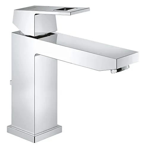 GROHE Eurocube, Waschtischarmatur, wassersparend (Wasserhahn für das Bad, Badarmatur mit Zugstangen-Ablauf, 17cm hoch, einfache Installation am Waschbecken), chrom, 23445000