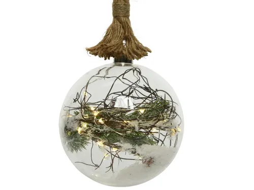 Lumineo Dekofigur Micro LED Kugel klar mit Zweig 20 cm