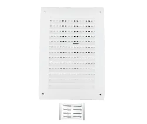 H&C VENT Lüftungsgitter eckig weiß 250x170 mm mit Schieber und Insektenschutz - Kunststoff Wetterschutzgitter zur Dunstabzug Abdeckung außen - Belüftungsgitter Abzug, Garage, Tür, Kühlschrank