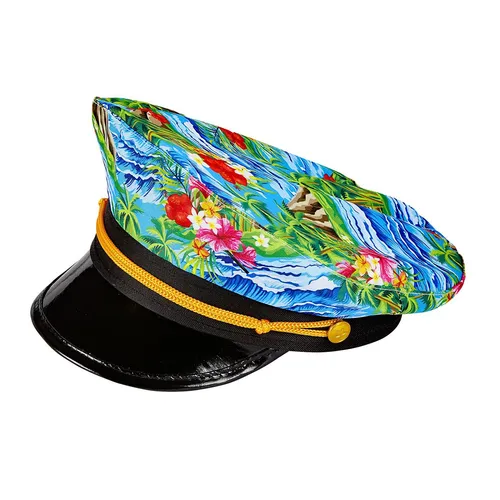 Kapitänsmütze Blau Faschingshut im Hawaii-Stil Bunte Schirmmütze Schiffsmütze