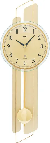 AMS Funk-Pendelwanduhr in gold von AMS