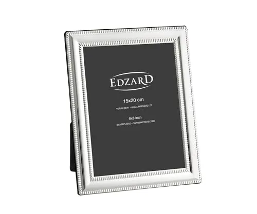 EDZARD Bilderrahmen Matera 15x20 cm - Edel versilbert - Wand- & Tischbilderrahmen, mit Anlaufschutz für pflegeleichte Eleganz und vielseitige Nutzung als Geschenk zu besonderen Anlässen.