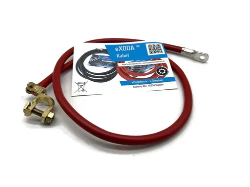 eXODA Batteriekabel Plus Polklemme Plus 35 mm² 90 cm Rot M8 mit Klemme Batteriekabel, Rot, (90 cm), 99% Kupfer