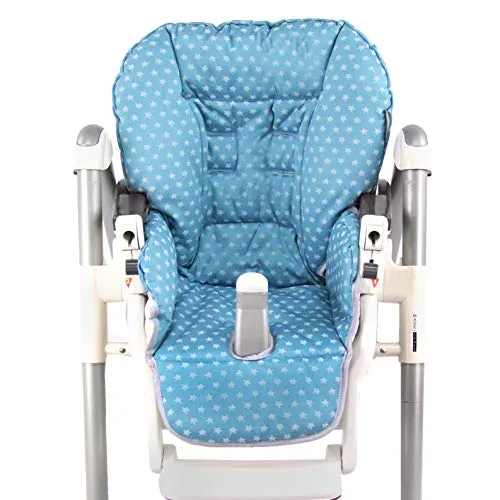 BAMBINIWELT Ersatzbezug Sitzkissen Bezug kompatibel mit Peg Perego Prima Pappa-Diner (Sterne türkis)