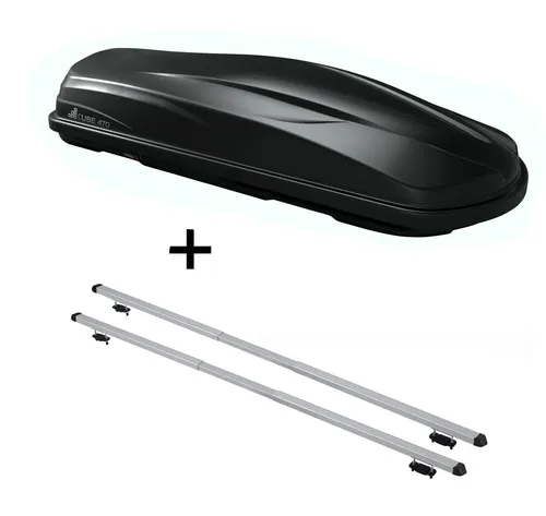 Dachbox CUBE470 + Dachträger RAPID für Jeep Cherokee (KK) 08-13 - Gepäckträger mit großer Dachbox, ideal für zusätzlichen Stauraum auf Reisen, passend für 5-Türer Jeep Cherokee (KK) von 2008 bis 2013.