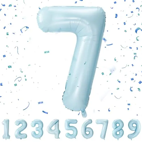 balloon Geburtstag zahlen Blau luftballon 7 jahre | Folienballon 7 -für Mädchen Junge Folienballon in 40