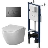 AM.PM WC Set Wand WC Vorwandelement Drückerplatte Toilette mit Spülkasten Komplett IIS90138.XB1701