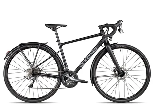Axess CREED EQ 28 Zoll Schwarz 57 cm - Fahrrad mit Lichtanlage und Nabendynamo, ideal für Stadt und Schotterpisten. Ausgestattet mit Shimano Claris Schaltgruppe für präzise Schaltvorgänge und komfortabler Carbongabel.