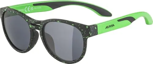 ALPINA JOLA Sonnenbrille für Kinder, black-green matt, One Size - Sonnenbrillen für Jungen, bruchfeste Scheiben und flexibles Material für hohe Robustheit, ideal für aktive Kinder und optimaler UV-Schutz.