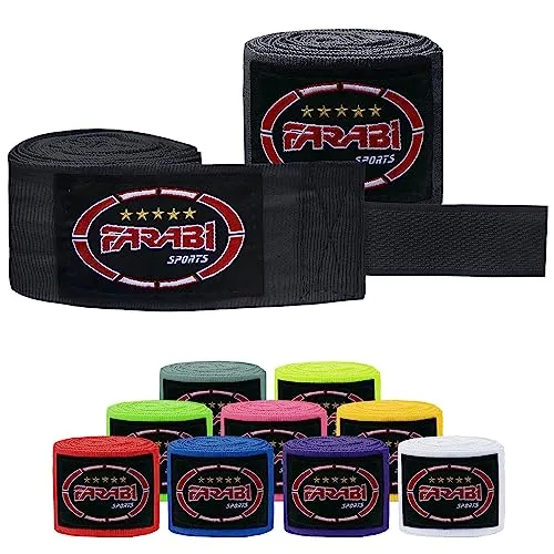 Farabi Sports Kinder Boxing Bandage 2,5 Meter lang boxbandagen - Box Bandages mit Paar für MMA, Muay Thai, Training, Kickboxen und Kampfsport (Black)