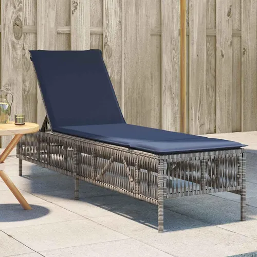 Maison Exclusive Sonnenliege mit Kissen Grau Poly Rattan