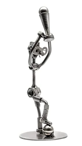 STEEMO Schraubenmännchen Fußball Pokal Cup Geschenk Metall-Kunst Deko 9x9x24 cm