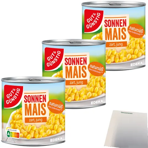 Gut&Günstig Sonnenmais zart und jung natursüß 3er Pack 3x330g Dose usy Block