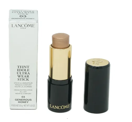 Lancôme Teint Idole Ultra Wear Stick Highlighter 9,5g - Generous Honey 03 - Eleganter Highlighter für einen strahlenden Teint. Praktisches Format für die schnelle Anwendung unterwegs. Ideal für ein makelloses Finish.