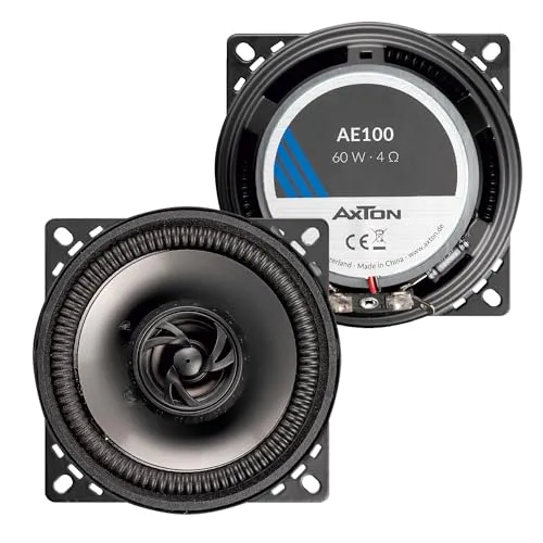 AXTON AE100 10 cm 2-Wege Koax Auto Lautsprecher Set - Car-HiFi-Lautsprecher mit 60 Watt Sinusleistung, ideal für kraftvollen Sound in Ihrem Fahrzeug. Perfekt für verschiedene Einbaupositionen und universelle Fahrzeuganpassung.