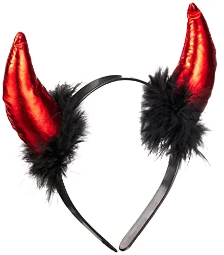 KOH I Rot + Schwarz I Kopfbedeckung I Haarreif I Haarband I Teufelshörner I Teufelsohren I Halloween I Fasching I Karneval I Damen + Mädchen