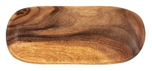 levandeo Holztablett aus Akazie 35x15cm rechteckig - Schale Obstschale Tablett aus Holz Unikat - Deko Dekoration Aufbewahrung
