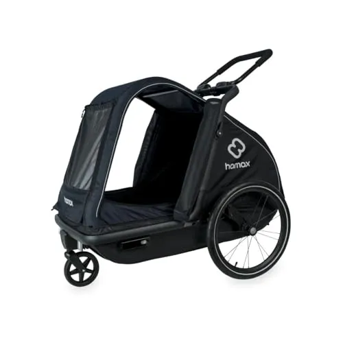 Hamax Pluto Hundeanhänger L, navy/black – sicherer Transport für deinen Hund - Fahrradanhänger mit einstellbarer Federung, niedrigen Einstieg und waschbarem Innenraum für maximalen Komfort beim Fahrradfahren mit deinem Hund.