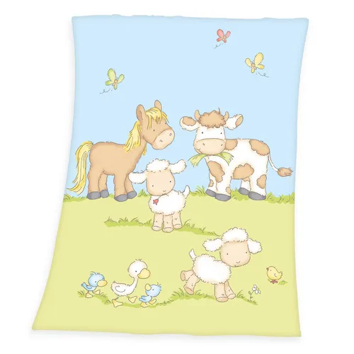 Baby Kuscheldecke Flauschdecke Wohndecke Bauernhoftiere 75 x 100 cm