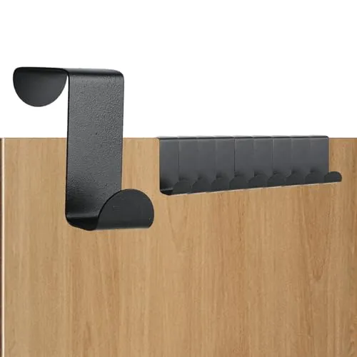 Hisdricus 10er Set Türhaken - Robuste Kleiderhaken für Türgarderobe-flexibel einsetzbar, belastbar- ideal für die ganze Wohnung-schwarze Haken
