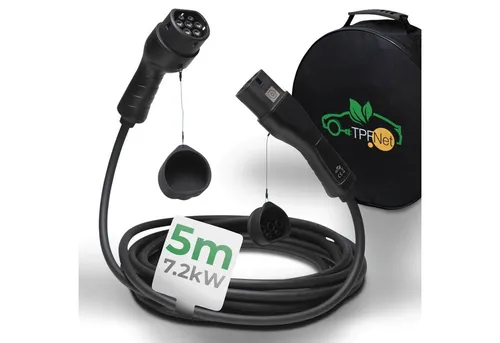 TPFNet Typ 2 E-Auto Ladekabel 7.2kW 32A - 5m - Hochwertiges 5m E-Auto Ladekabel Typ 2, IP65 geschützt. Ideal für alle Elektrofahrzeuge, schnell und zuverlässig. Mit CE- und TÜV-Zertifikat für geprüfte Qualität.