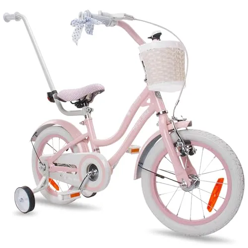 Kinderfahrrad 14 Zoll Mädchenfahrrad Kinderrad Fahrrad 3-5 Jahre Schubstange